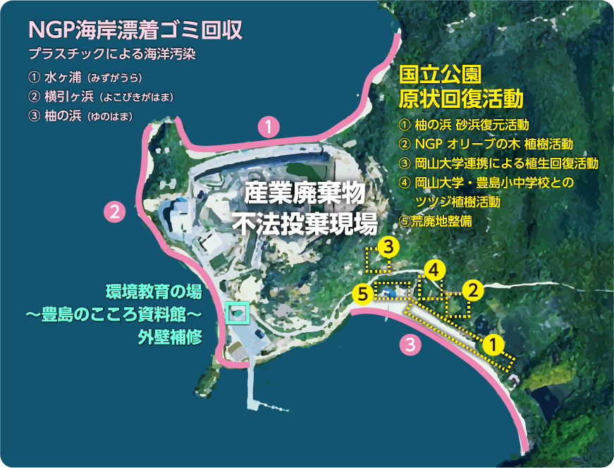 NGP香川県豊島 環境保全・再生活動マップ